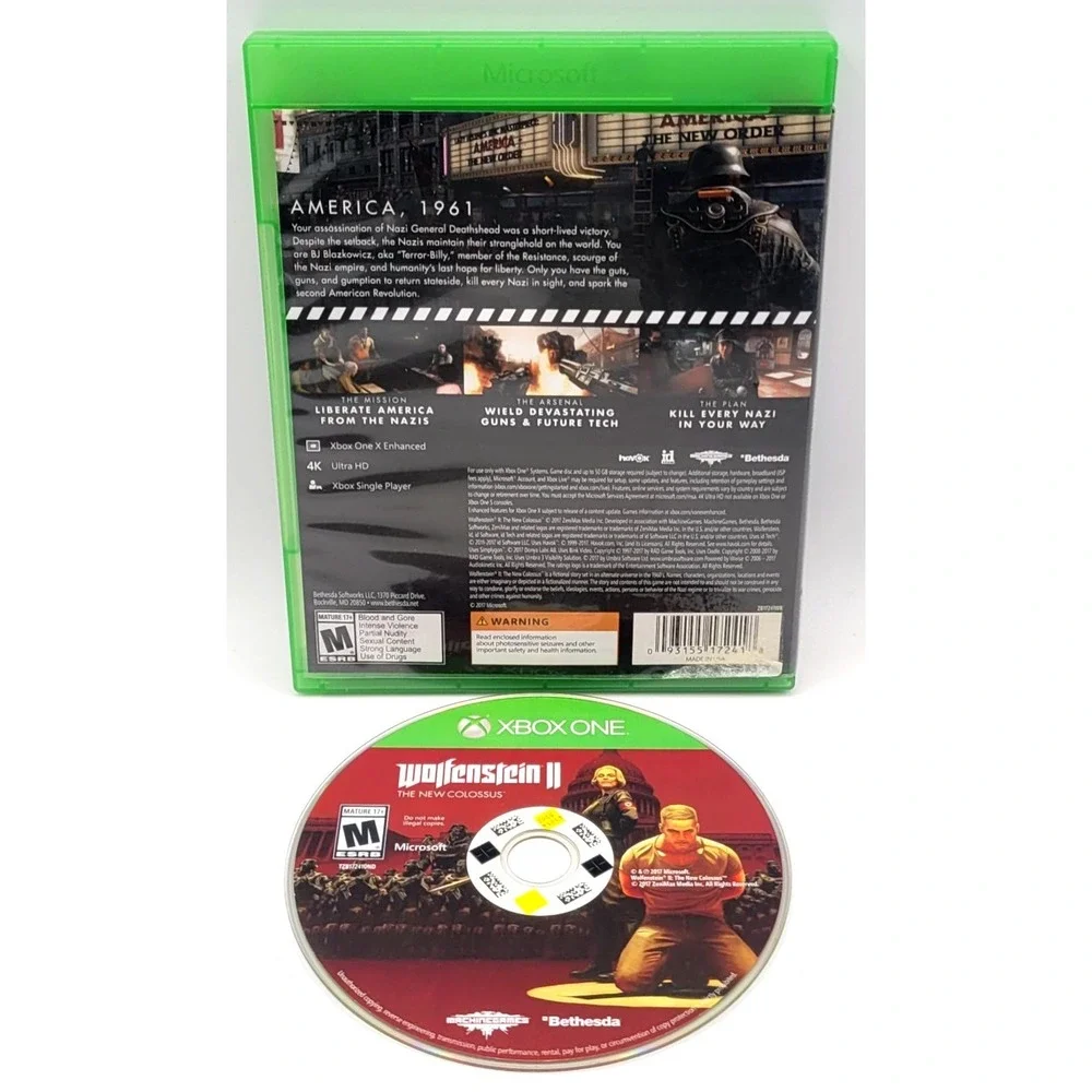 Wolfenstein II The New Colossus - Microsoft Xbox One CIB COMPLETE IN‎ BOX
